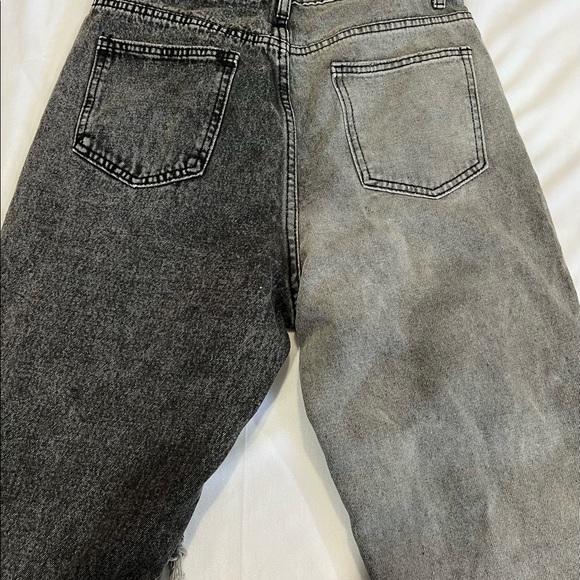 Large Shein Womens High Waisted Distressed Mom Jeans Colorblock Ripped High Rise - Picture 10 of 13